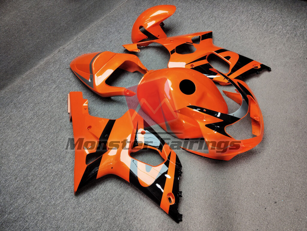 Suzuki GSXR 1000 custom ABS fairings 2000 - 2002 in Gloss Orange Black & Silver - durable replacement kit, Monster Fairings