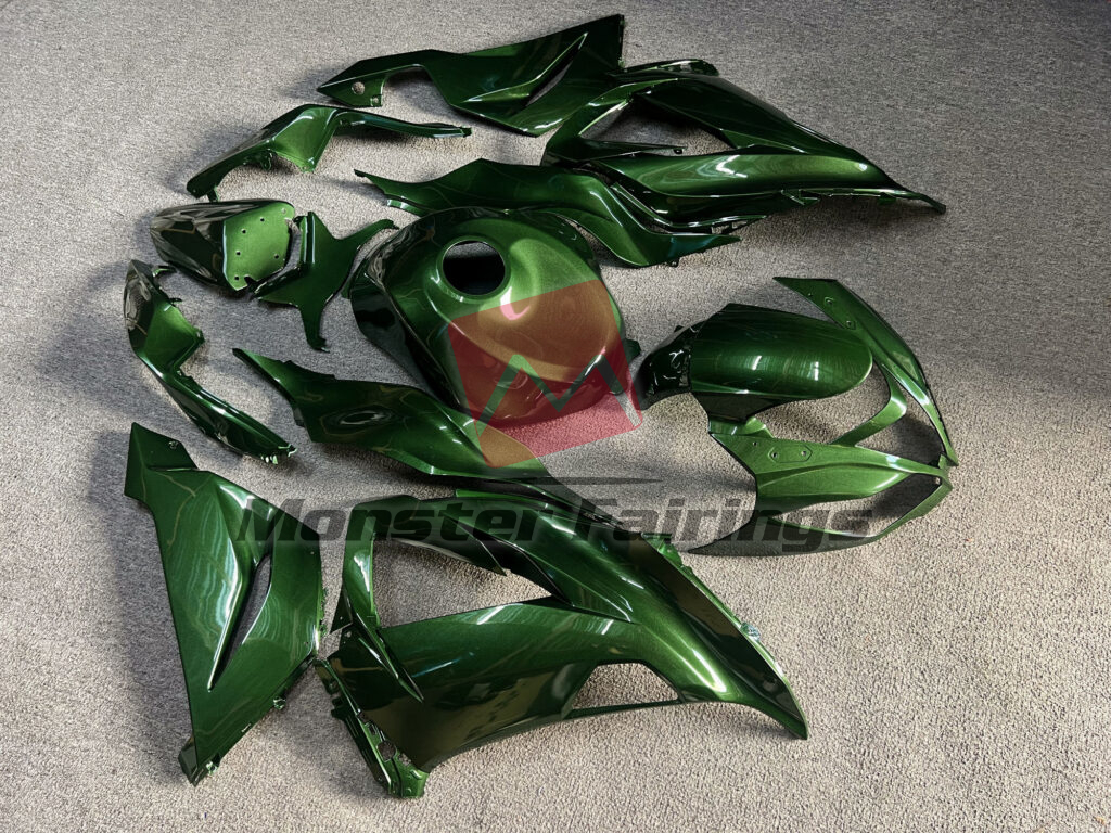 2013 - 2018 Kawasaki ZX6R Gloss Metallic Green fairing set - ABS injection, custom painted by Monster Fairings