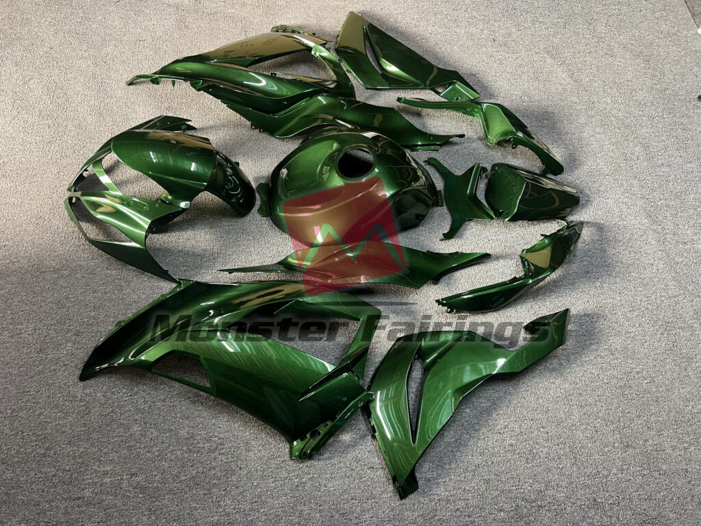 Kawasaki ZX6R custom ABS fairings 2013 - 2018 in Gloss Metallic Green - durable replacement kit, Monster Fairings