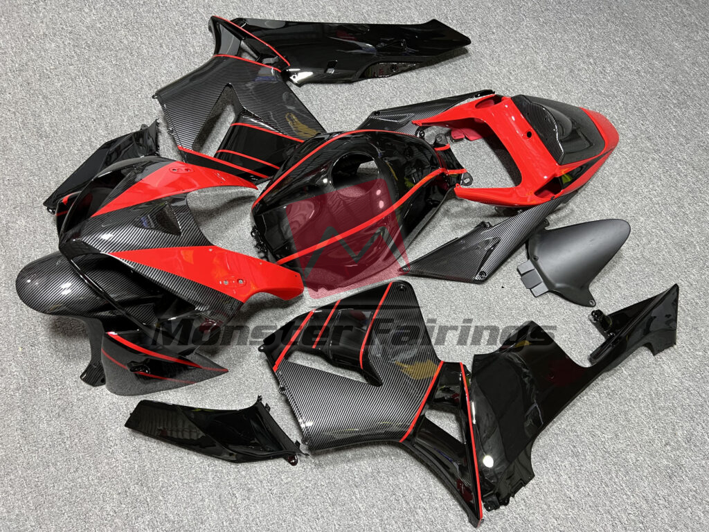 Gloss Black & Carbon Fiber Style Red ABS fairings for Honda CBR600RR 2005 - 2006 - premium OEM fit kit by Monster Fairings