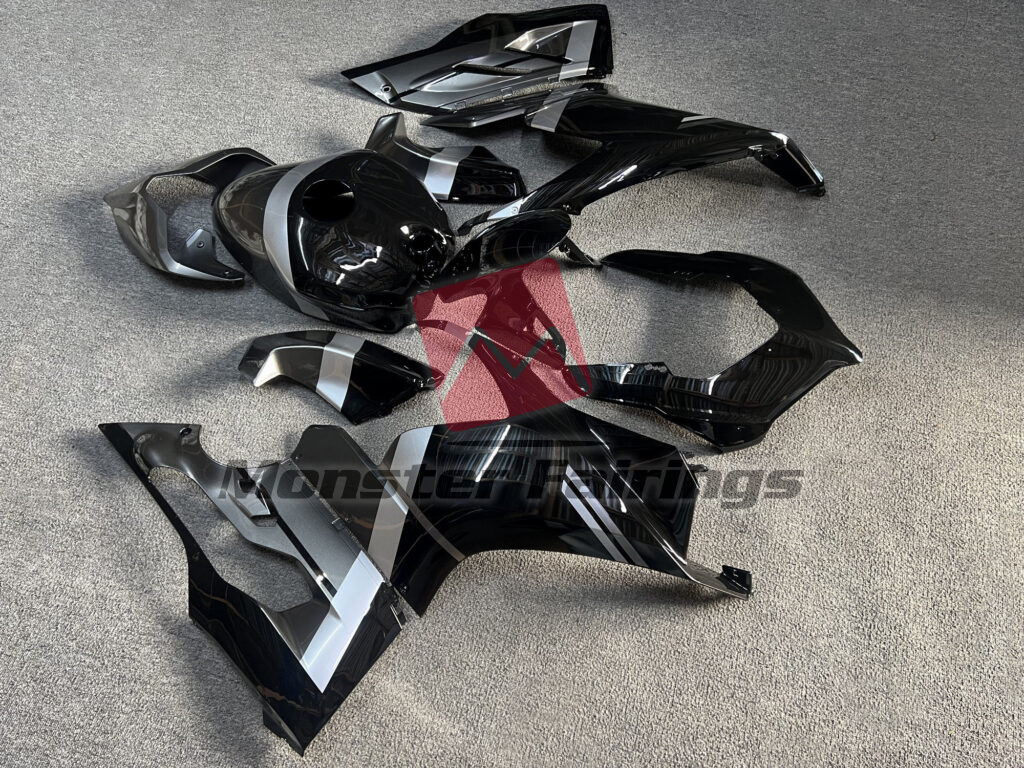 2022 - 2024 Ducati Panigale V4/V4S Gloss Black & Gray fairing set - ABS injection, custom painted by Monster Fairings