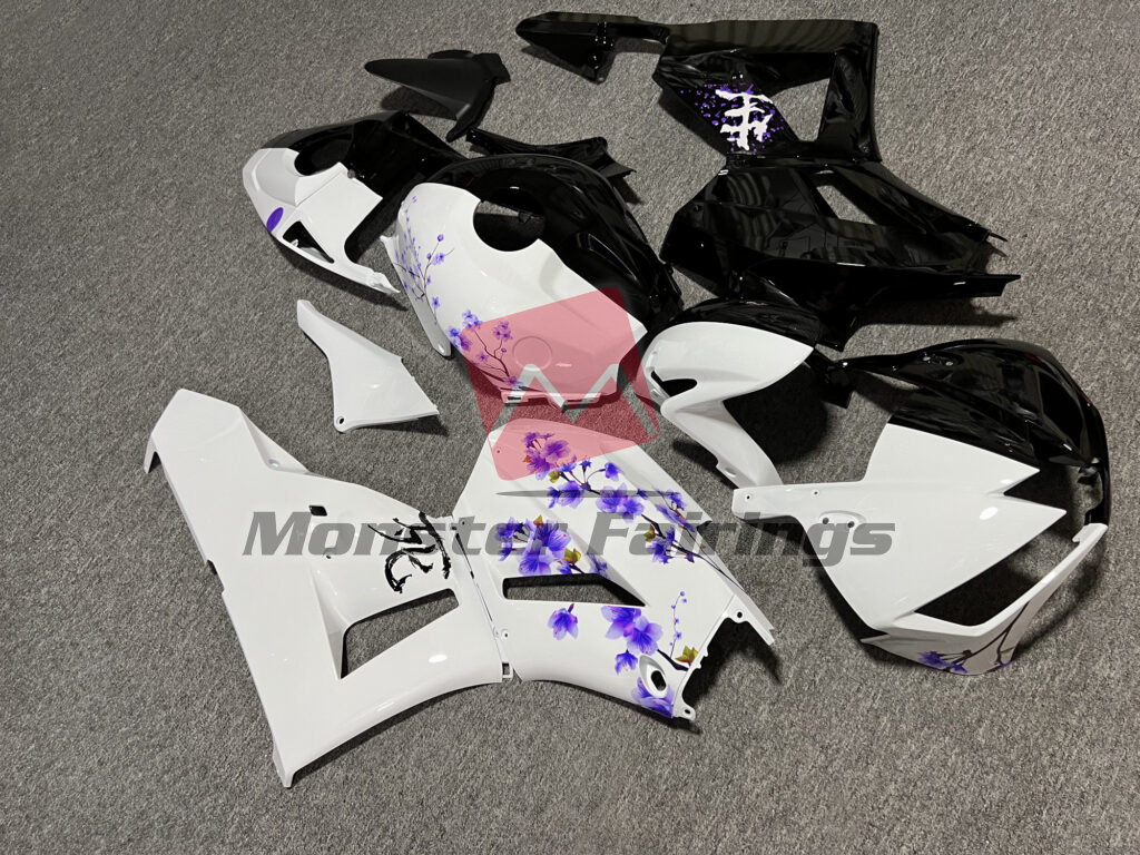 Gloss Black & White Purple Cherry Blossom Split ABS fairings for Honda CBR600RR 2013 - 2025 - premium OEM fit kit by Monster Fairings