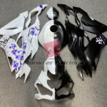 Kawasaki ZX6R 2019 - 2023 Matte Black & White Purple Cherry Blossom Split ABS fairings - custom motorcycle bodywork kit by Monster Fairings