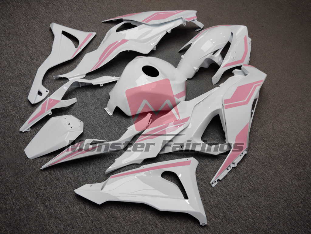 Monster Fairings ABS fairing kit for Kawasaki ZX6R 2024 - 2025 - Gloss White Baby Pink, precise OEM fit