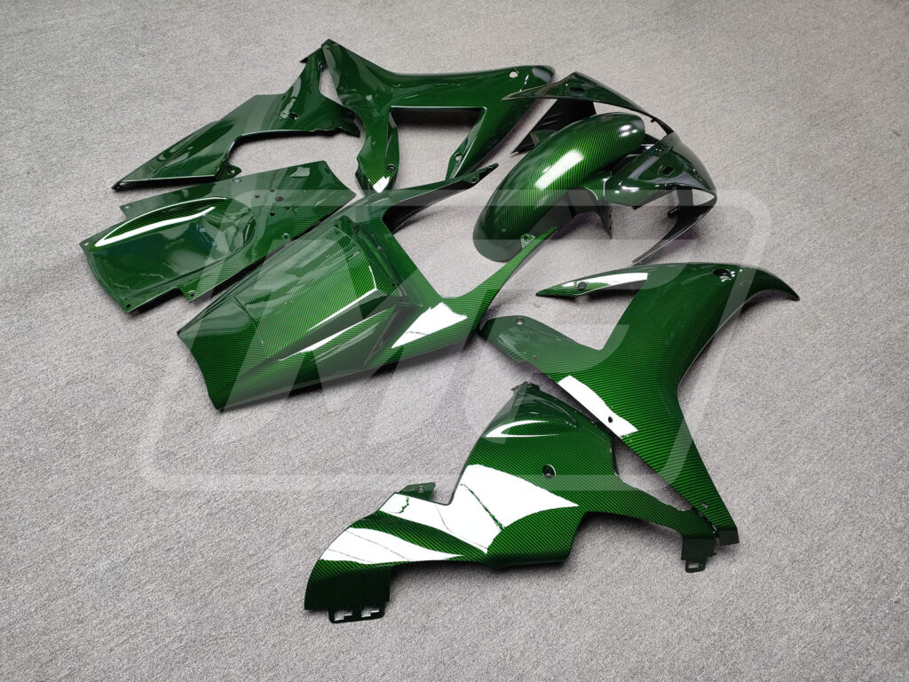 2002 - 2003 Yamaha R1 Gloss Green Carbon Fiber Style fairing set - ABS injection, custom painted by Monster Fairings