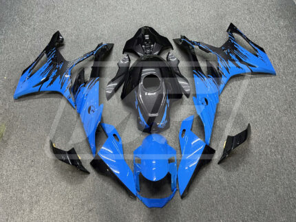BMW S1000RR 2023-2024 Gloss Carbon Fiber Light Blue Splash ABS Fairings | Monster Fairings