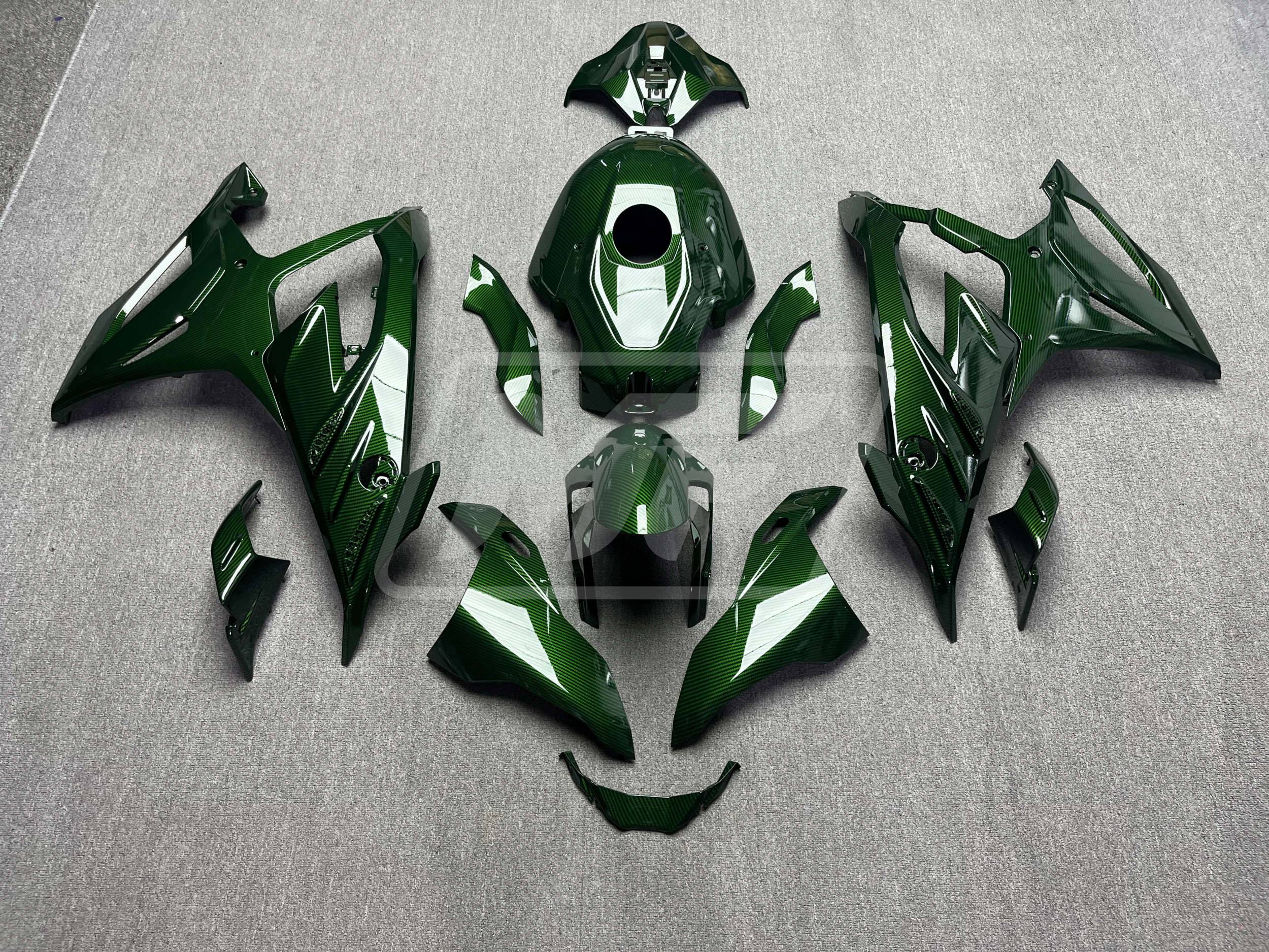 BMW S1000RR 2023-2024 Gloss Green Carbon Fiber Style ABS Fairings