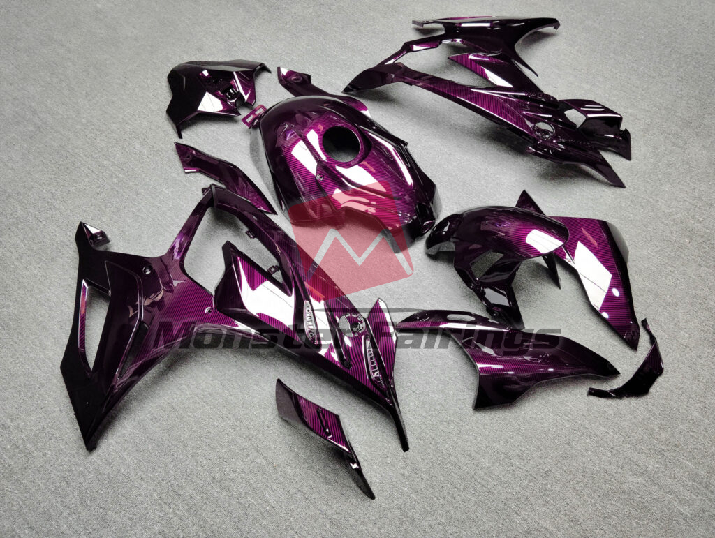 BMW S1000RR custom ABS fairings 2023 - 2024 in Gloss Pink Carbon Fiber Style - durable replacement kit, Monster Fairings