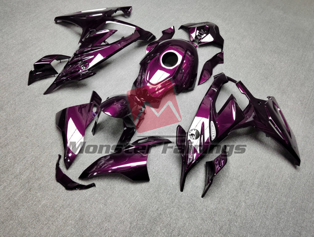 Gloss Pink Carbon Fiber Style ABS fairings for BMW S1000RR 2023 - 2024 - premium OEM fit kit by Monster Fairings