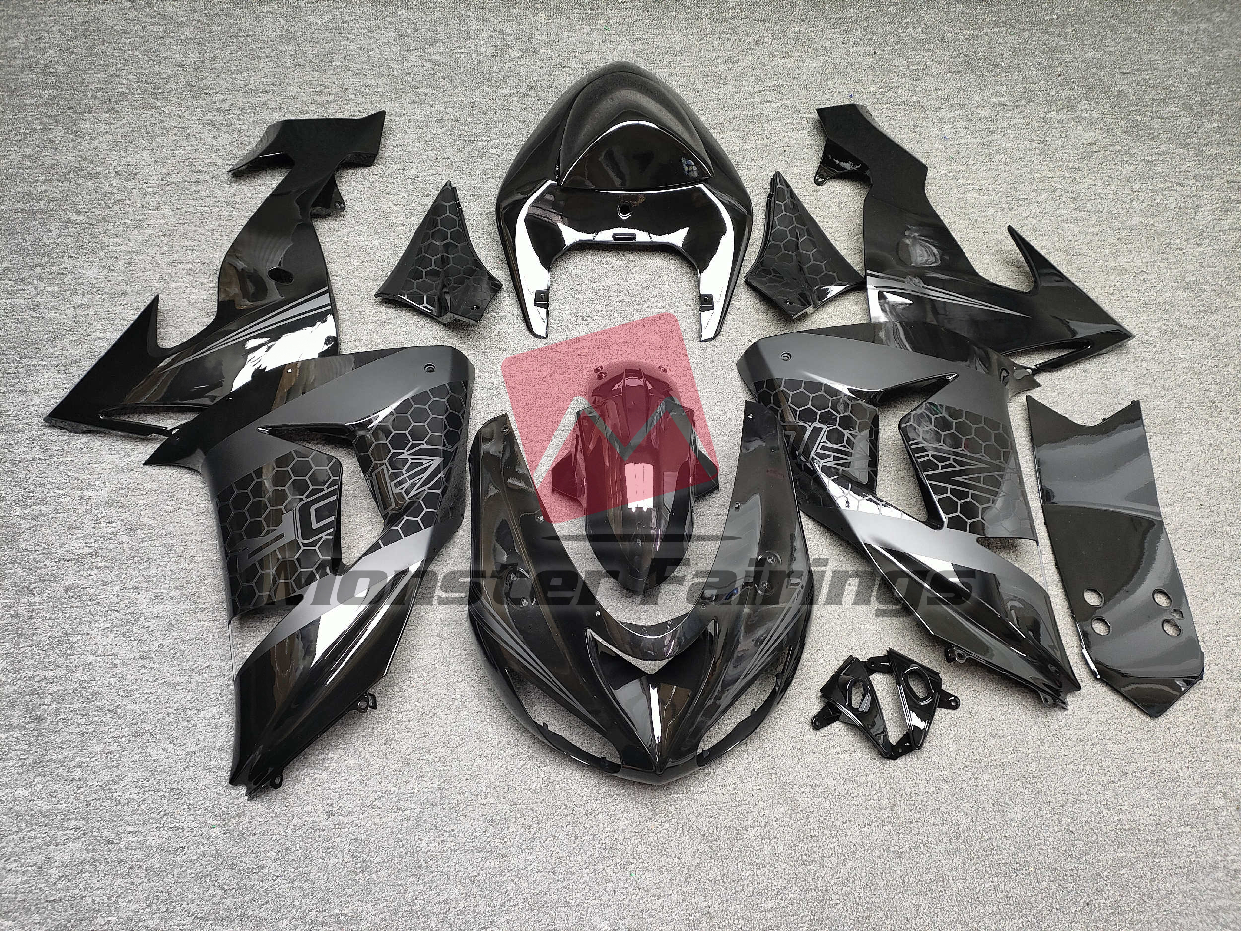 Kawasaki ZX10R 2006-2007 Gloss & Matte Black Honeycomb ABS