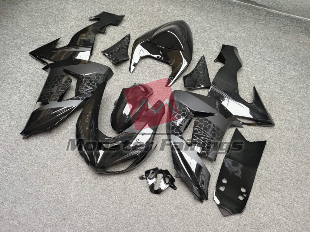 Monster Fairings ABS fairing kit for Kawasaki ZX10R 2006 - 2007 - Gloss & Matte Black Honeycomb, precise OEM fit