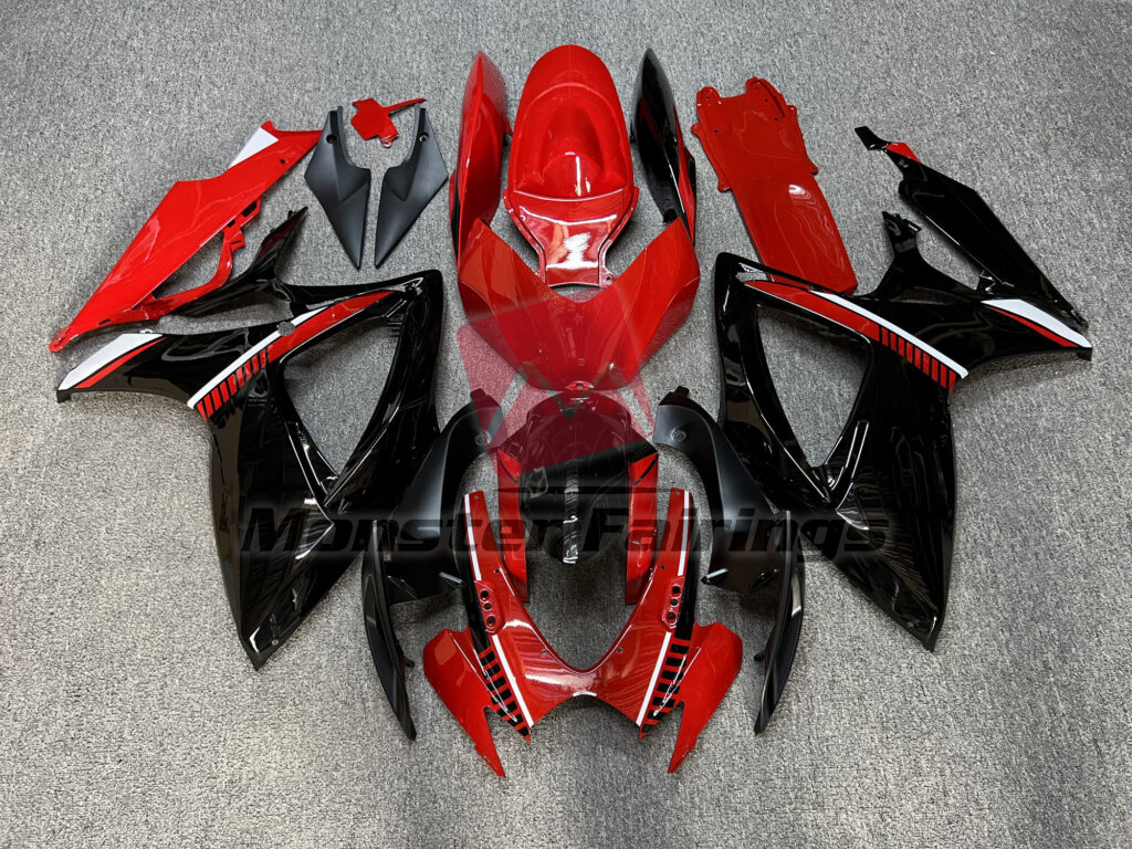Suzuki GSXR 600 - 750 2006 - 2007 Gloss Red & Black White ABS fairings - custom motorcycle bodywork kit by Monster Fairings