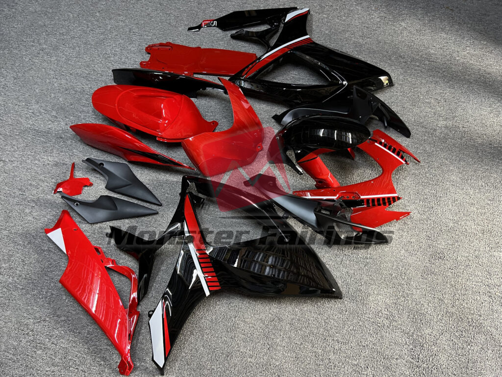 Monster Fairings ABS fairing kit for Suzuki GSXR 600 - 750 2006 - 2007 - Gloss Red & Black White, precise OEM fit