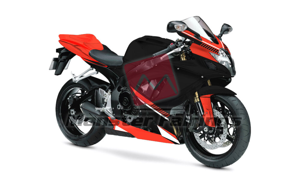 Gloss Red & Black White ABS fairings for Suzuki GSXR 600 - 750 2006 - 2007 - premium OEM fit kit by Monster Fairings