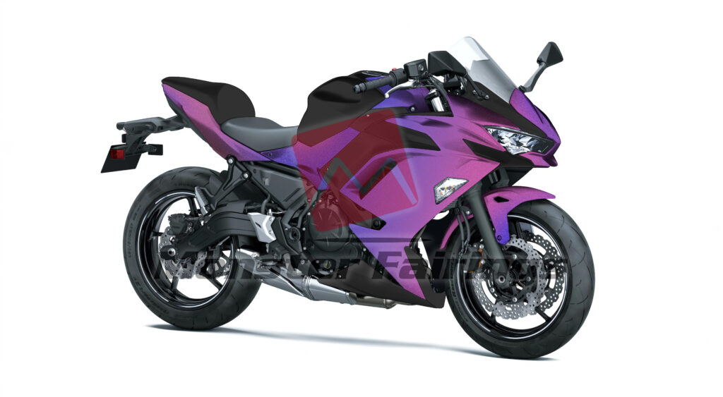 Gloss Pink & Purple Iridescent Black ABS fairings for Kawasaki Ninja 650R 2020 - 2025 - premium OEM fit kit by Monster Fairings