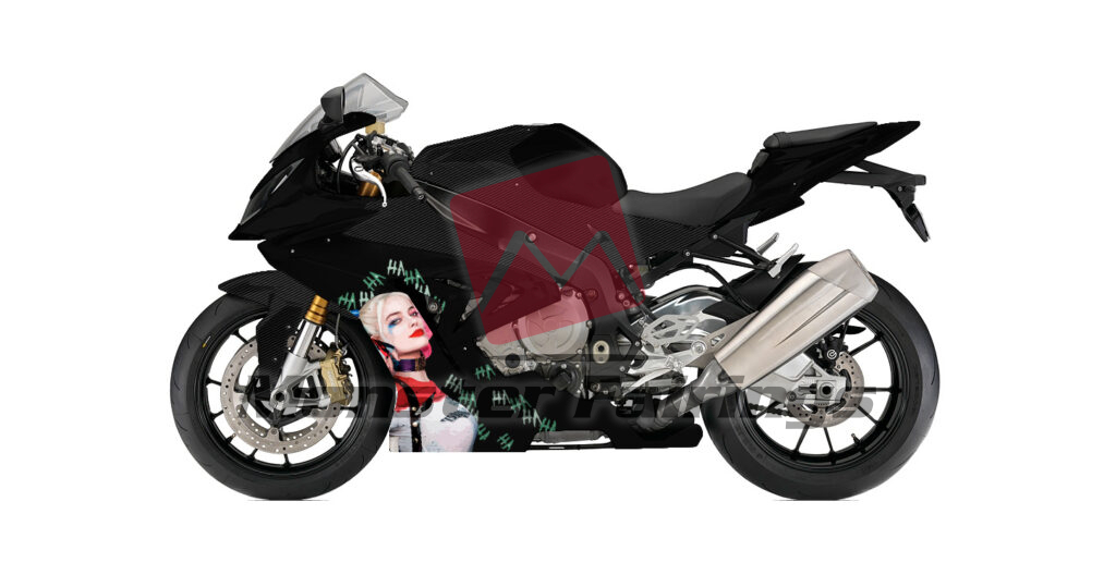 BMW S1000RR custom ABS fairings 2017 - 2018 in Gloss Black & Carbon Fiber Style Joker Harley - durable replacement kit, Monster Fairings