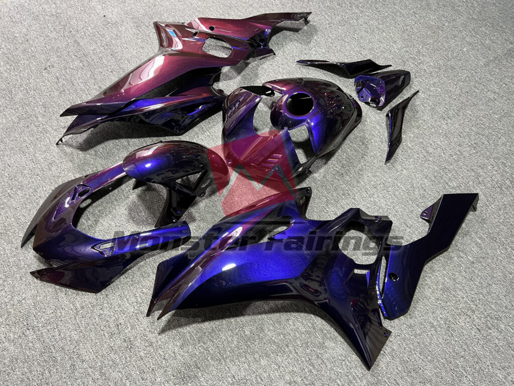 Yamaha R6 custom ABS fairings 2017 - 2022 in Gloss Blue & Pink Iridescent - durable replacement kit, Monster Fairings