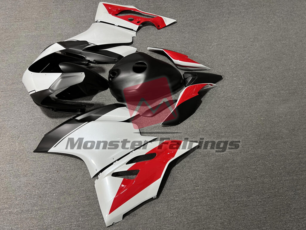 Ducati 959 Matte Black & Gloss White Red fairing set - ABS injection, custom painted by Monster Fairings