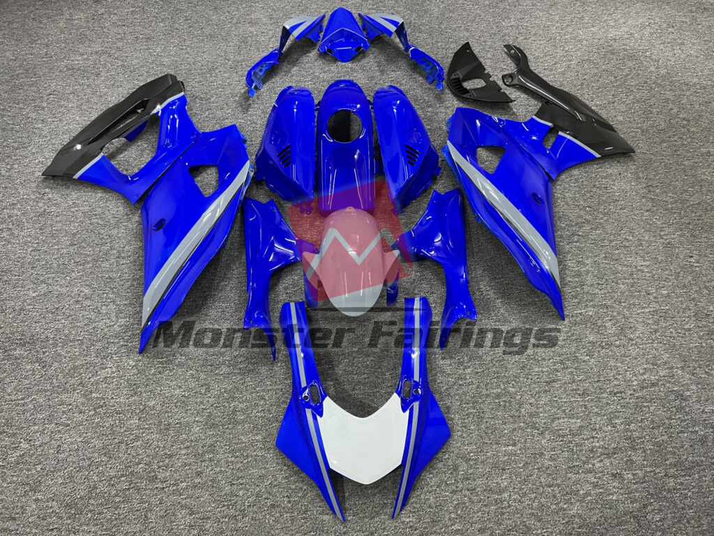 Yamaha R7 2021 - 2025 Gloss Blue & Gray Black White ABS fairings - custom motorcycle bodywork kit by Monster Fairings