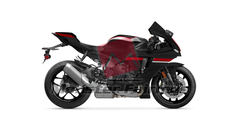 Gloss Metallic Black Candy Red & Silver ABS fairings for Yamaha R1 2020 - 2025 - premium OEM fit kit by Monster Fairings