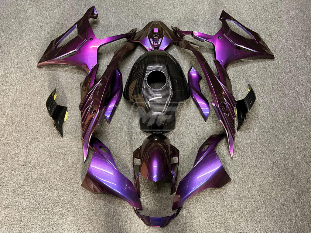 BMW S1000RR 2023 - 2024 Gloss Pink & Purple Iridescent Carbon Fiber Style ABS fairings - custom motorcycle bodywork kit by Monster Fairings