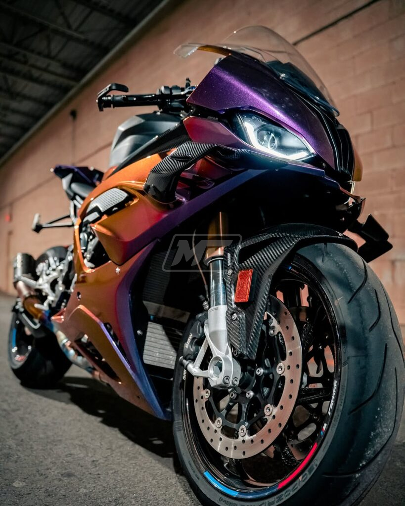 2023 - 2024 BMW S1000RR Gloss Pink & Purple Iridescent Carbon Fiber Style fairing set - ABS injection, custom painted by Monster Fairings