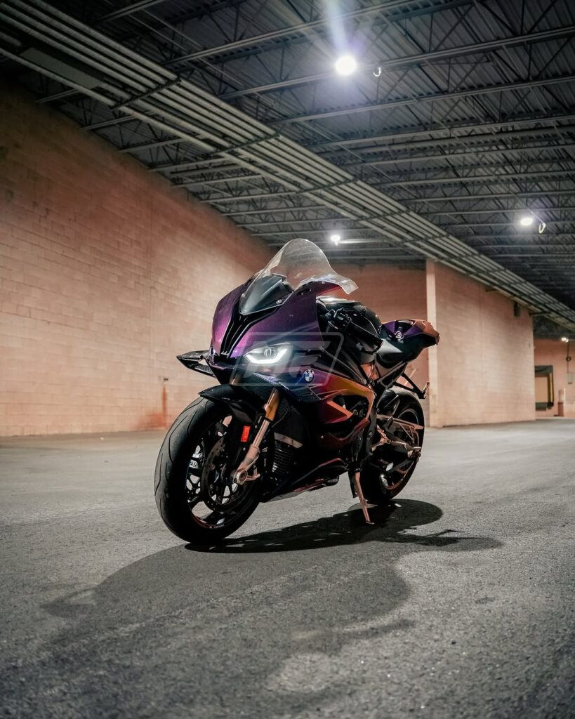 BMW S1000RR custom ABS fairings 2023 - 2024 in Gloss Pink & Purple Iridescent Carbon Fiber Style - durable replacement kit, Monster Fairings