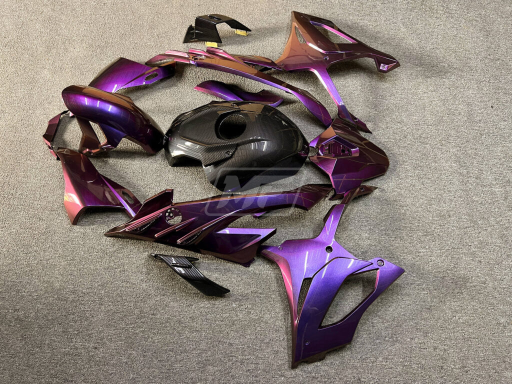 BMW S1000RR 2023 - 2024 ABS fairings, Gloss Pink & Purple Iridescent Carbon Fiber Style - high - quality motorcycle kit by Monster Fairings
