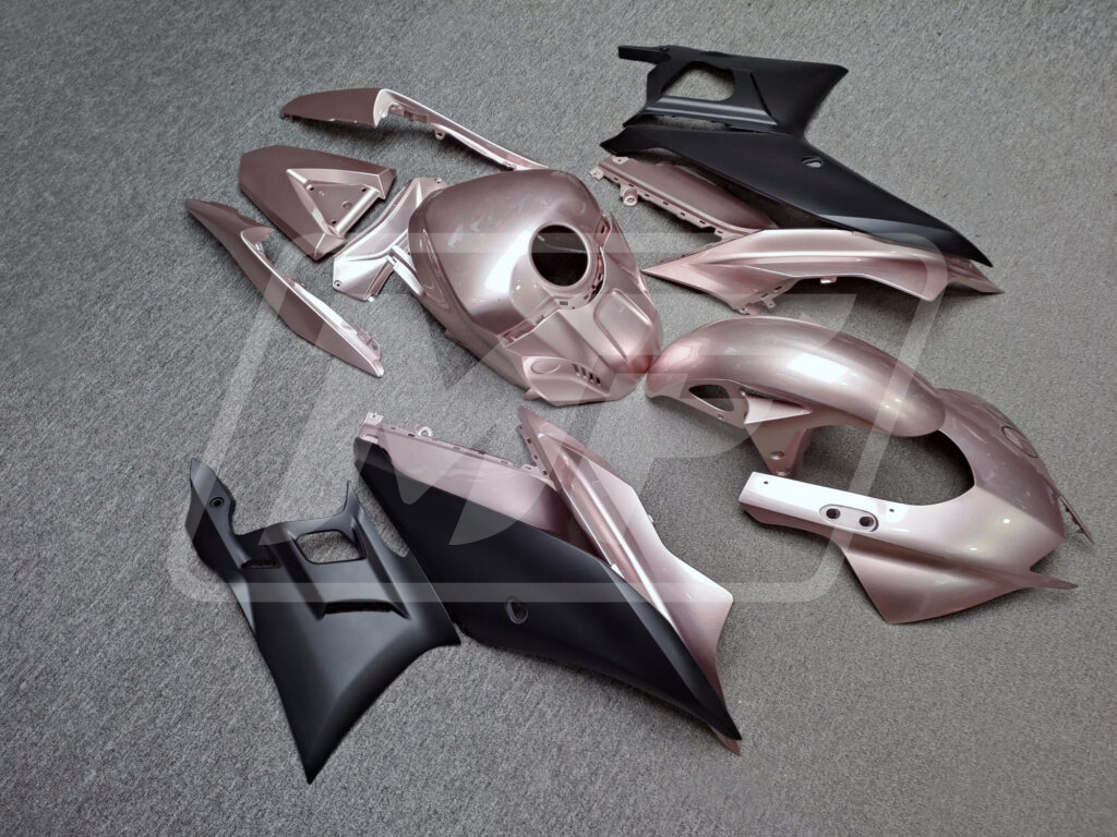Monster Fairings ABS fairing kit for Yamaha R3 2022 - 2024 - Pearl Rose & Matte Black, precise OEM fit