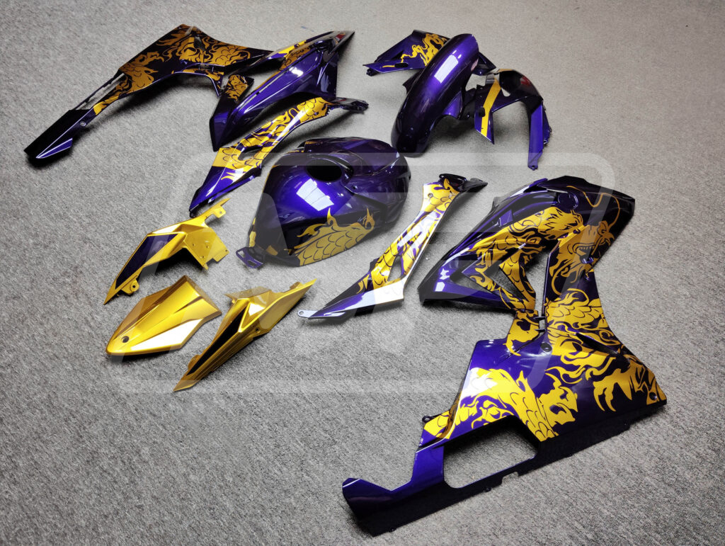 2015 - 2016 BMW S1000RR Gloss Purple Gold Dragon fairing set - ABS injection, custom painted by Monster Fairings