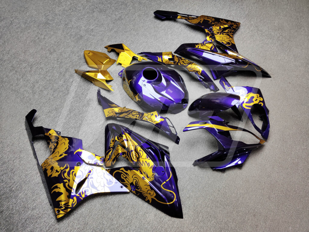 BMW S1000RR custom ABS fairings 2015 - 2016 in Gloss Purple Gold Dragon - durable replacement kit, Monster Fairings