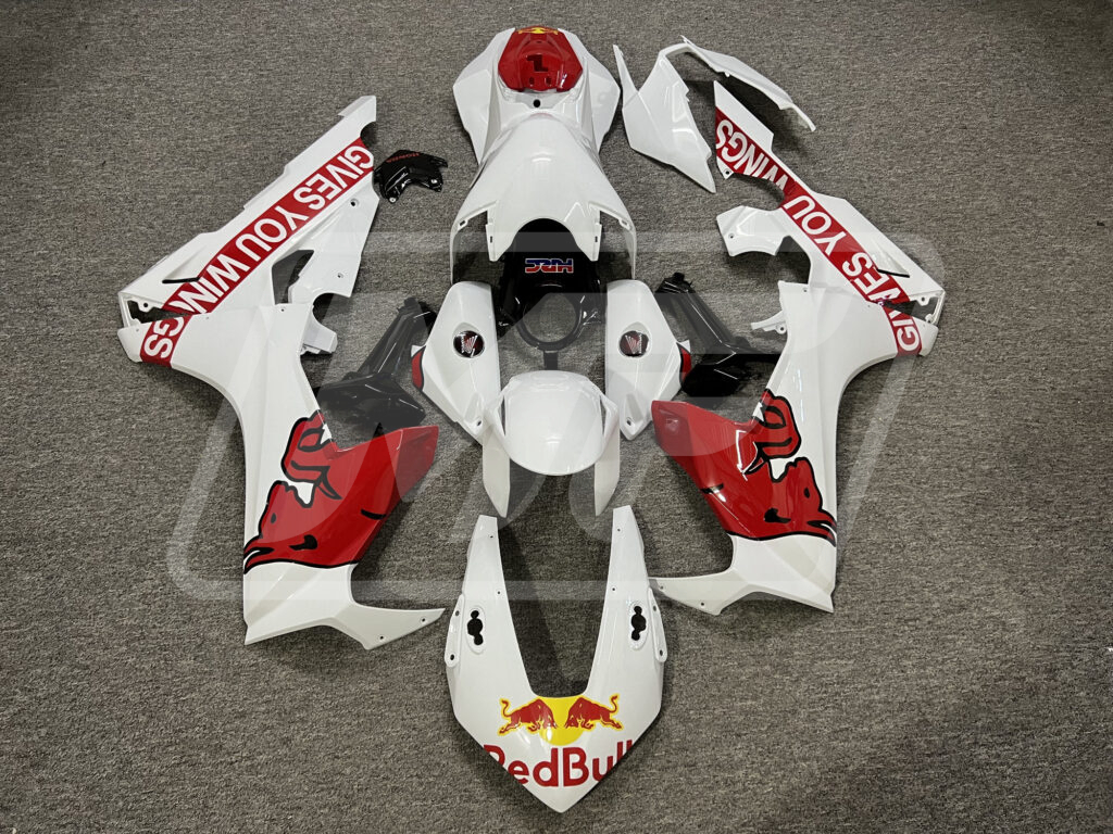 Honda CBR1000RR 2017 - 2025 Gloss White & Red Bull ABS fairings - custom motorcycle bodywork kit by Monster Fairings
