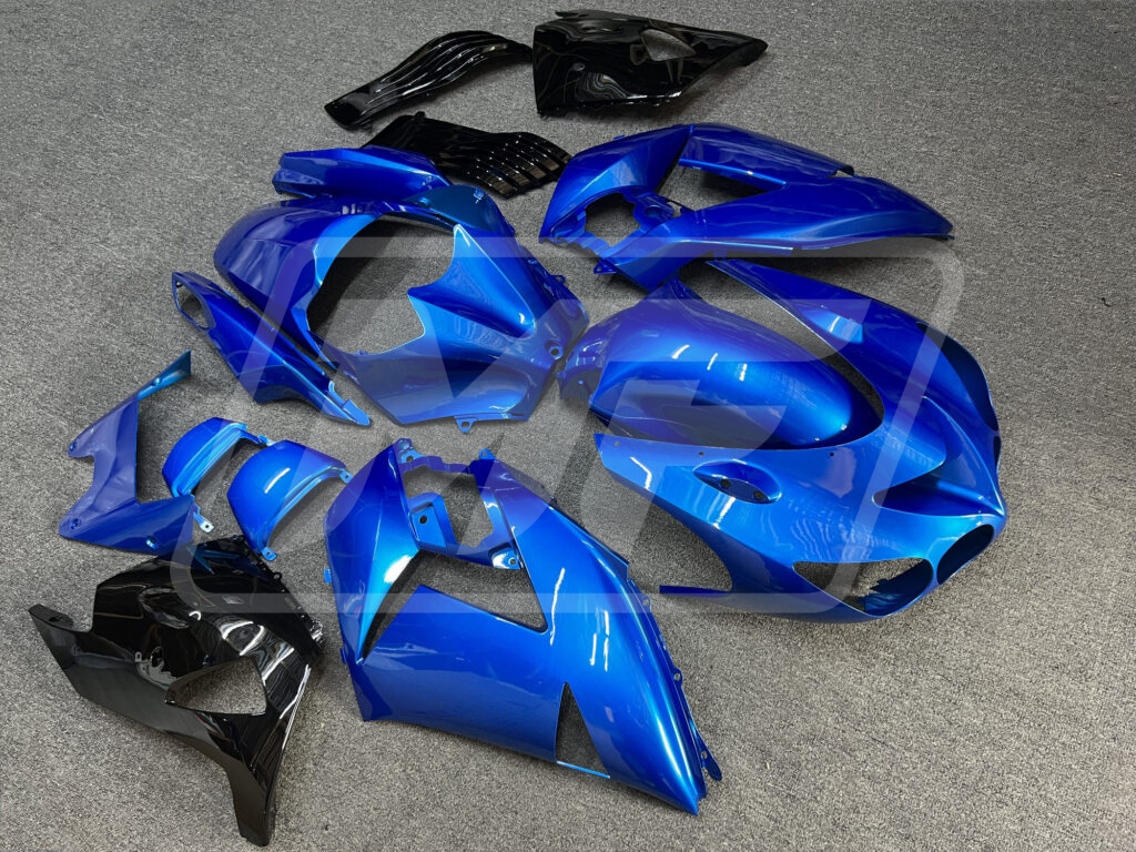 Monster Fairings ABS fairing kit for Kawasaki ZX14R 2006 - 2011 - Gloss Electric Blue & Black, precise OEM fit