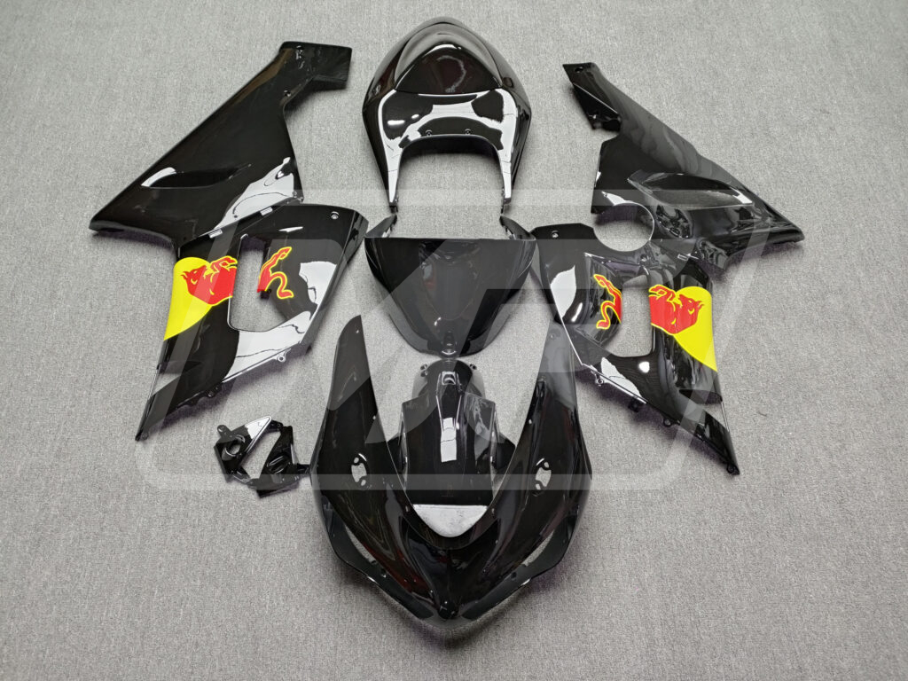 Kawasaki ZX6R 2005 - 2006 Gloss Black Bull ABS fairings - custom motorcycle bodywork kit by Monster Fairings