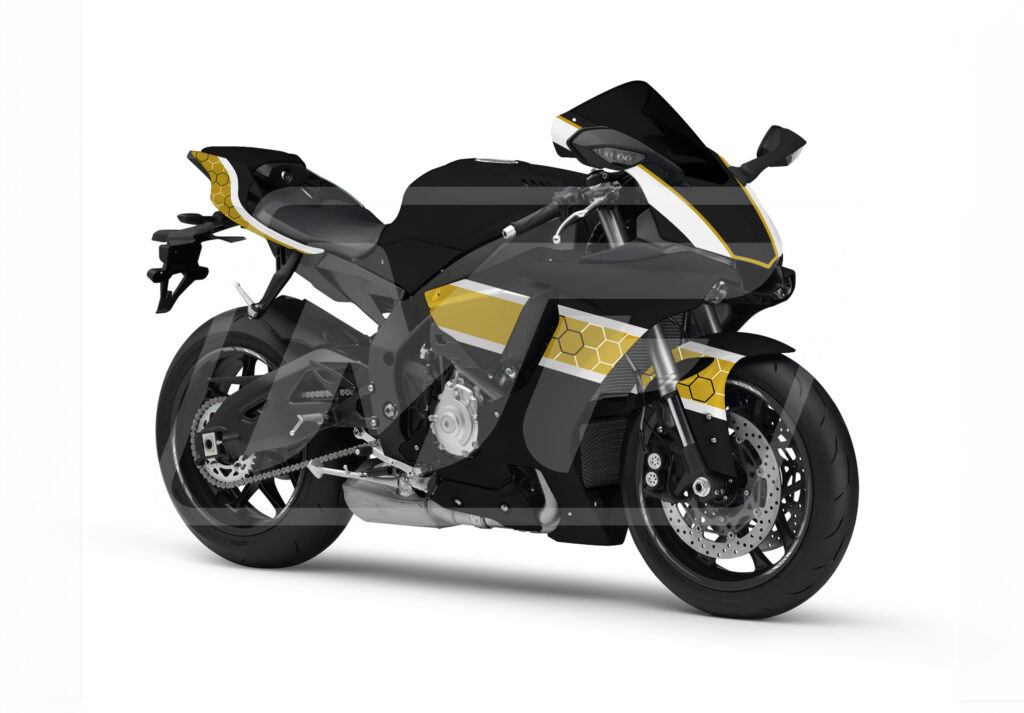Gloss Black & Gold White Honeycomb ABS fairings for Yamaha R1 2015 - 2019 - premium OEM fit kit by Monster Fairings