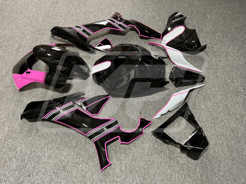 Monster Fairings ABS fairing kit for Yamaha R1 2015 - 2019 - Gloss Black & Pink White, precise OEM fit