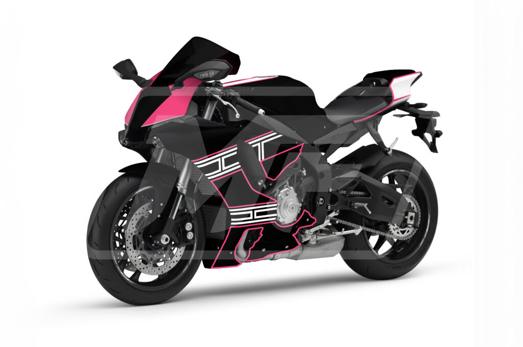 Gloss Black & Pink White ABS fairings for Yamaha R1 2015 - 2019 - premium OEM fit kit by Monster Fairings