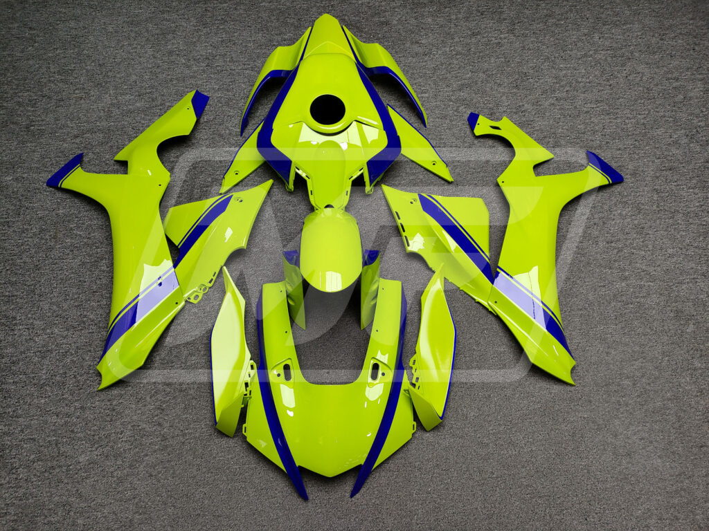Yamaha R1 2020 - 2025 Gloss High Vis Yellow & Blue ABS fairings - custom motorcycle bodywork kit by Monster Fairings