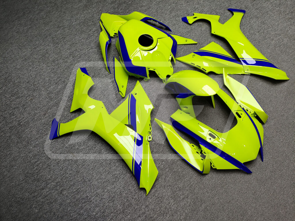 Yamaha R1 2020 - 2025 ABS fairings, Gloss High Vis Yellow & Blue - high - quality motorcycle kit by Monster Fairings
