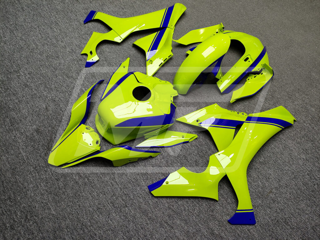 Monster Fairings ABS fairing kit for Yamaha R1 2020 - 2025 - Gloss High Vis Yellow & Blue, precise OEM fit