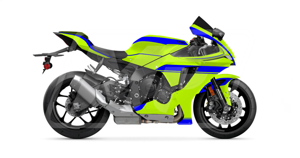 Gloss High Vis Yellow & Blue ABS fairings for Yamaha R1 2020 - 2025 - premium OEM fit kit by Monster Fairings