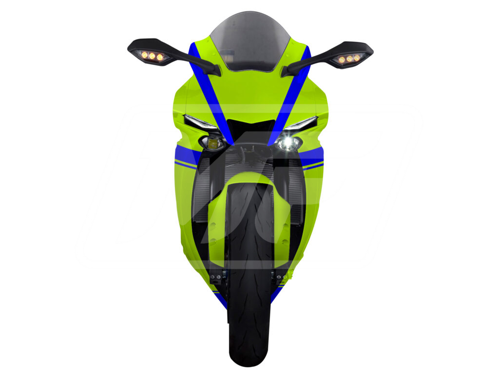 Yamaha R1 custom ABS fairings 2020 - 2025 in Gloss High Vis Yellow & Blue - durable replacement kit, Monster Fairings