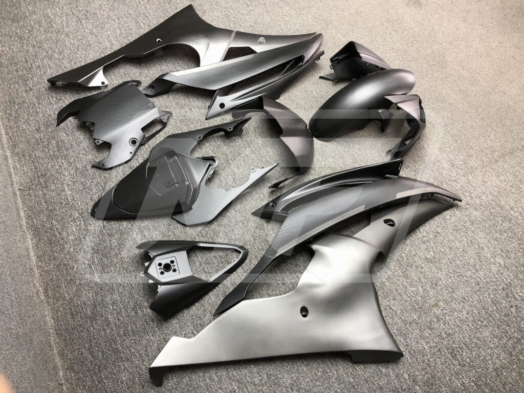 Yamaha R6 custom ABS fairings 2008 - 2016 in Matte Carbon Fiber Style Dark Gray - durable replacement kit, Monster Fairings