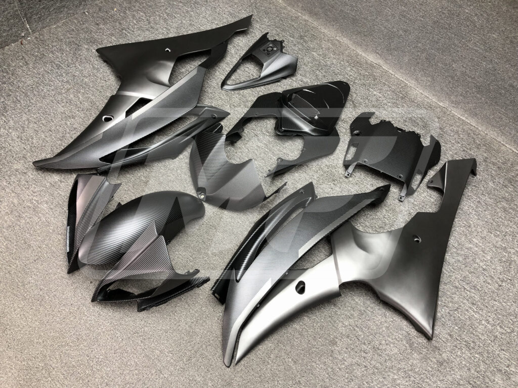 Monster Fairings ABS fairing kit for Yamaha R6 2008 - 2016 - Matte Carbon Fiber Style Dark Gray, precise OEM fit