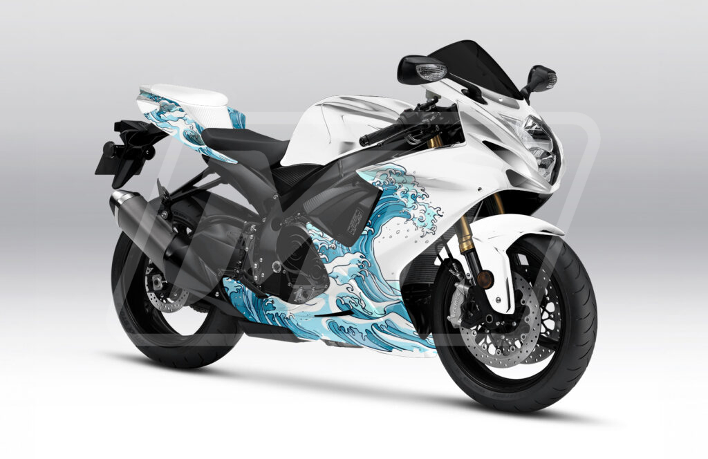 Gloss White Waves ABS fairings for Suzuki GSXR 600 - 750 2011 - 2025 - premium OEM fit kit by Monster Fairings