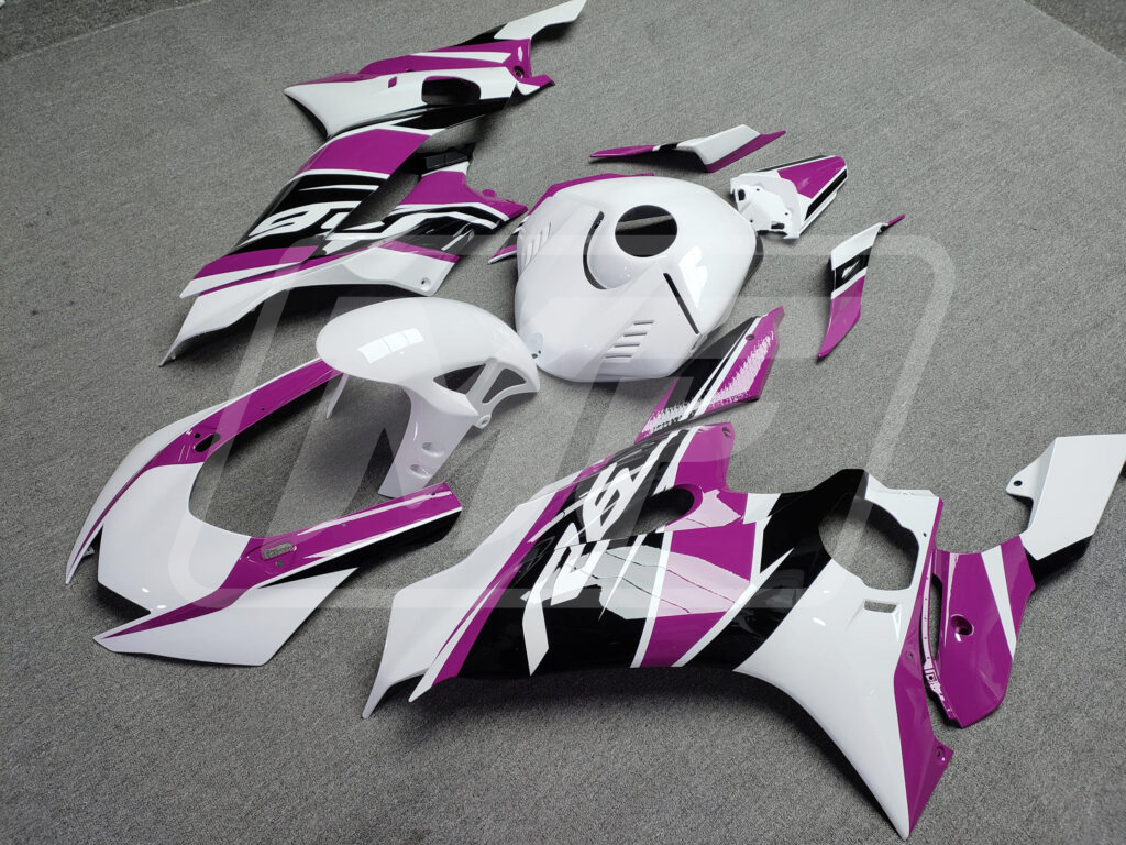2017 - 2022 Yamaha R6 Gloss White & Pink Black fairing set - ABS injection, custom painted by Monster Fairings