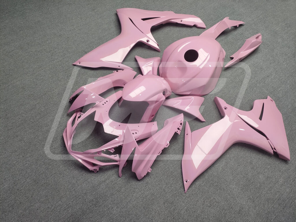 Suzuki GSXR 600 - 750 custom ABS fairings 2011 - 2025 in Gloss Baby Pink - durable replacement kit, Monster Fairings