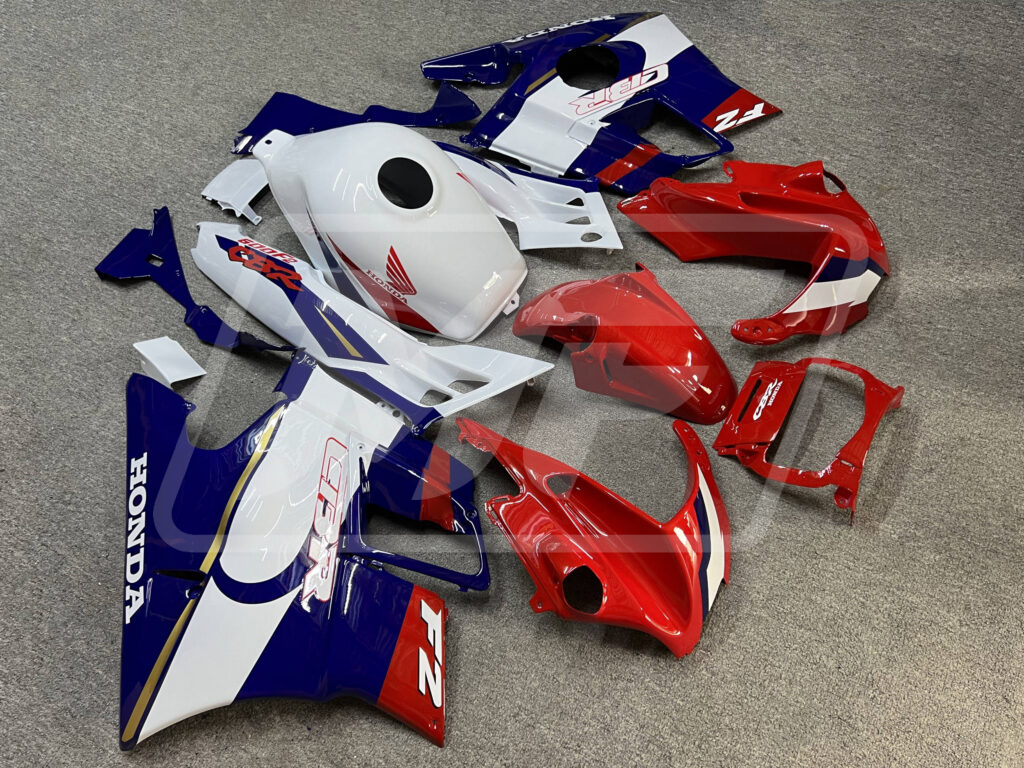 Honda CBR600F2 custom ABS fairings 1991 - 1994 in Gloss Red & White Blue - durable replacement kit, Monster Fairings
