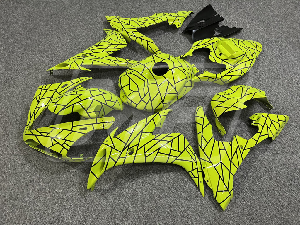 Gloss High Vis Yellow & Black Pattern ABS fairings for Yamaha R1 2004 - 2006 - premium OEM fit kit by Monster Fairings