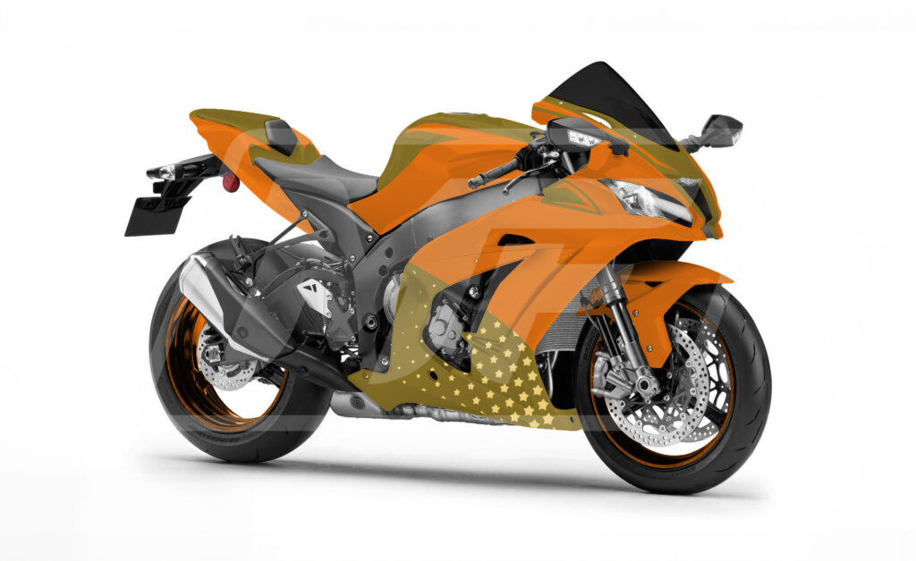 Gloss Orange & Gold Stars ABS fairings for Kawasaki ZX10R 2016 - 2020 - premium OEM fit kit by Monster Fairings